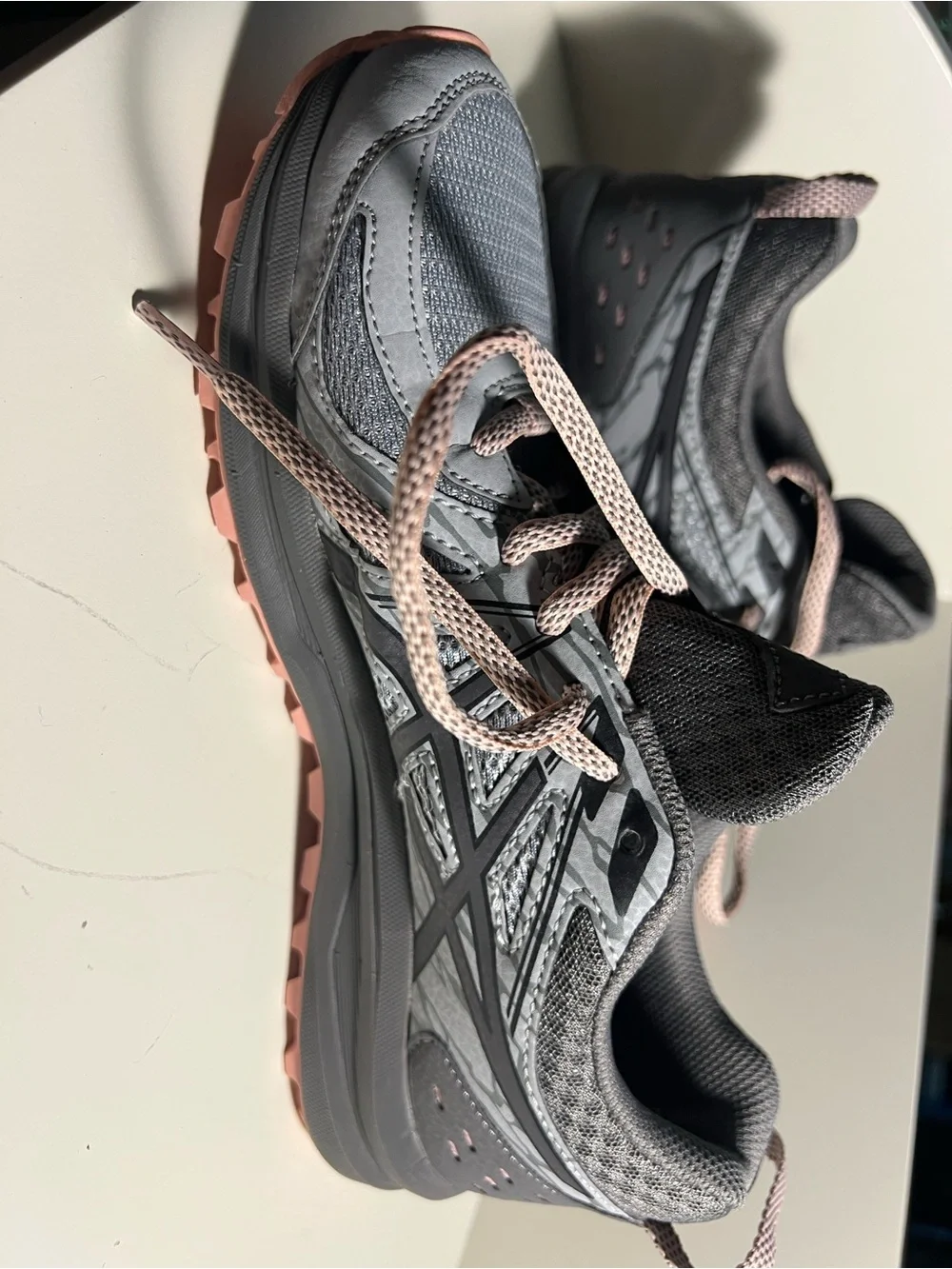 ASICS Gray and Light Pink Women's Athletic Sneakers